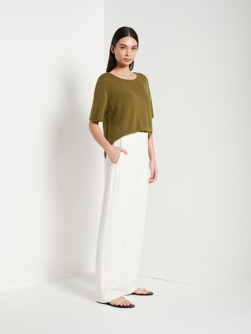 JHL Crew T (Fine Cotton Cashmere) Moss