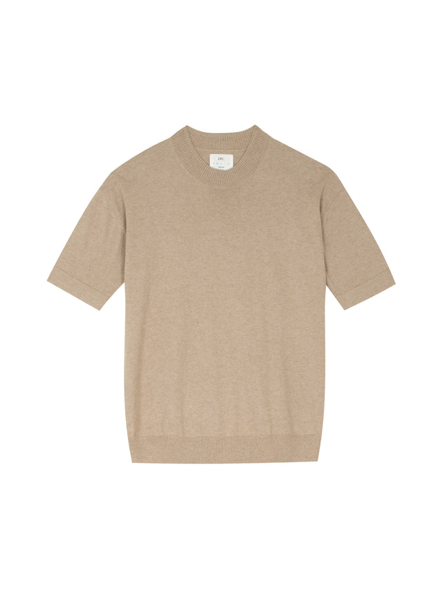 JHL Crew S/S Sweater (Cotton Cashmere) Biscuit Marle