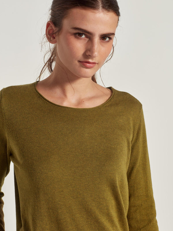 JHL Crew L/S T (Fine Cotton Cashmere) Moss