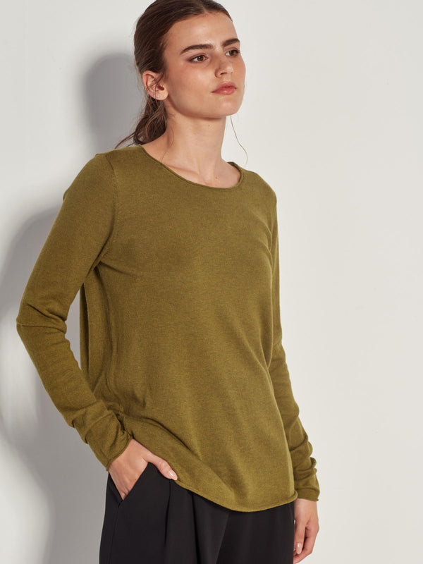 JHL Crew L/S T (Fine Cotton Cashmere) Moss
