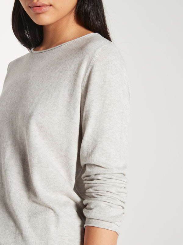 JHL Crew L/S T (Fine Cotton Cashmere) Soft Grey Marle