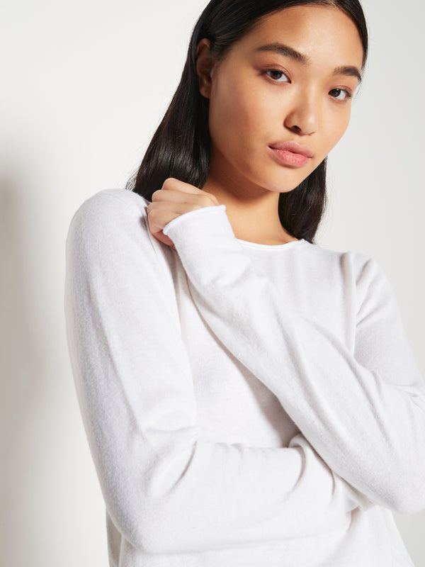 JHL Crew L/S T (Fine Cotton Cashmere) White