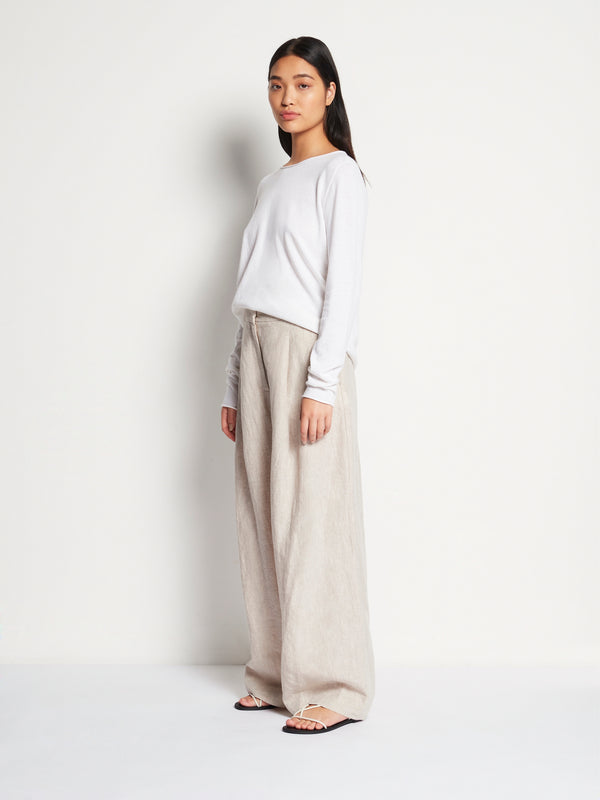 JHL Crew L/S T (Fine Cotton Cashmere) White