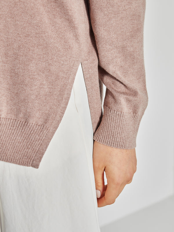 JHL Crew Sweater (Cotton Cashmere) Rosewood Marle