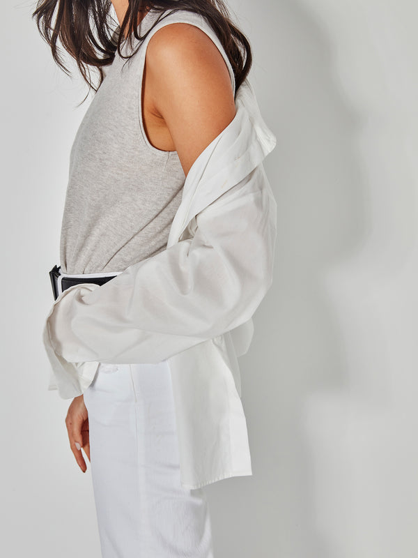 JHL Crew Tank (Fine Cotton Cashmere) Soft Grey Marle