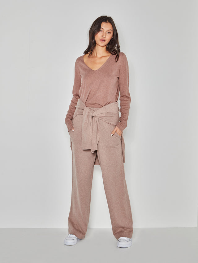 JHL V-Neck L/S T (Fine Cotton Cashmere) Pink Clay Marle
