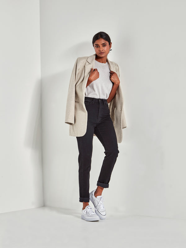 Straight Leg Jean (Denim) Black Enzyme