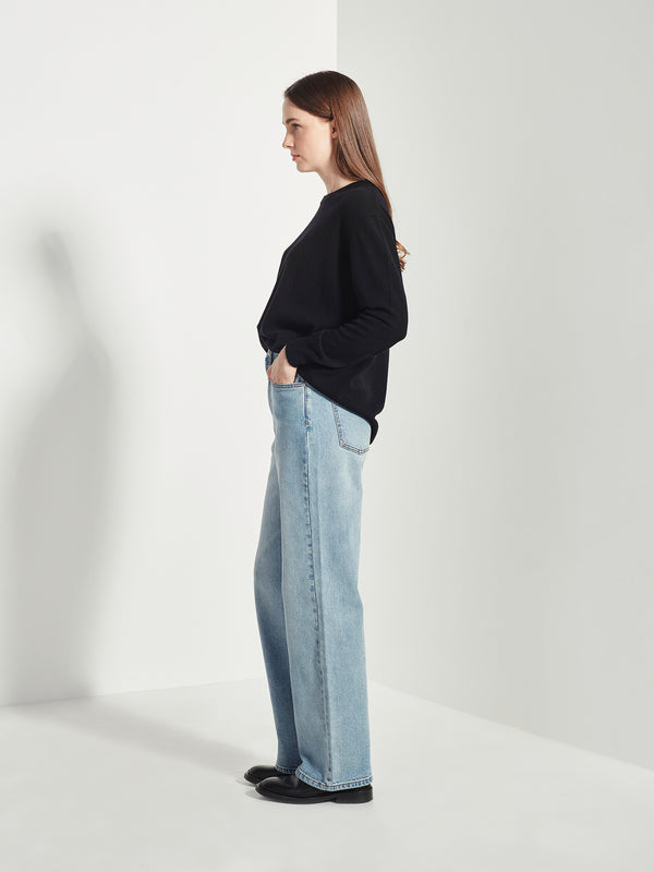 Relaxed Straight Leg Jean (Denim) Worn Blue