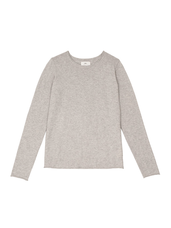 JHL Crew L/S T (Fine Cotton Cashmere) Soft Grey Marle
